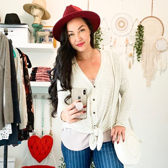 Tie Front Button Down Top - Picture 2 of 3